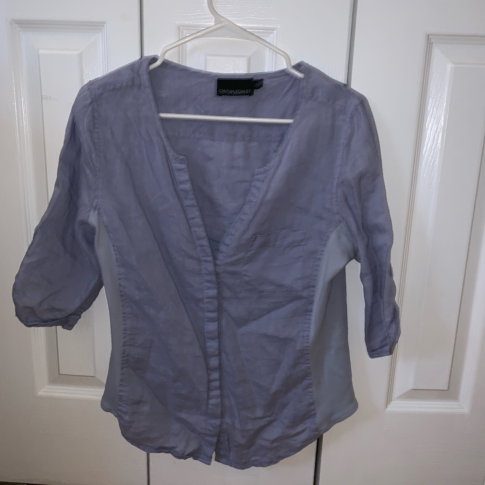 Blue button down 3/4 sleeves